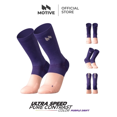 Motive Sock Ultra Speed Pure Contrast Color - Crew / Purple Drift  (ถุงเท้าวิ่ง)