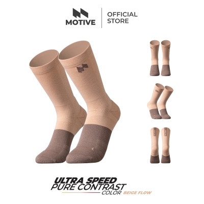 Motive Sock Ultra Speed Pure Contrast Color - Crew / Beige Flow (ถุงเท้าวิ่ง)