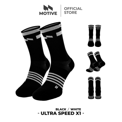 Motive Sock Ultra Speed X1 Crew Black/White ถุงเท้า