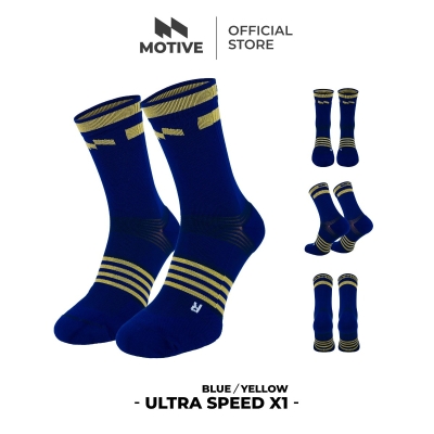 Motive Sock Ultra Speed X1 Crew Blue/Yellow ถุงเท้า