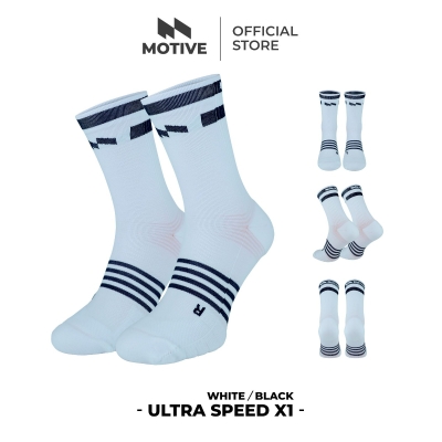  Motive Sock Ultra Speed X1 Crew White/Black ถุงเท้า