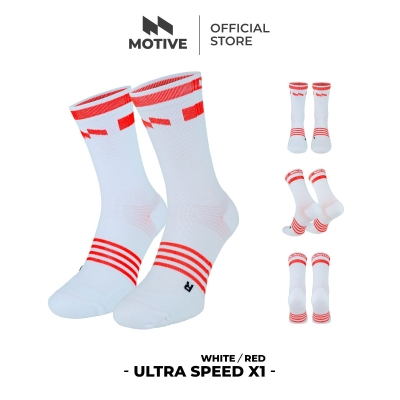 Motive Sock Ultra Speed X1 Crew White/Red ถุงเท้า