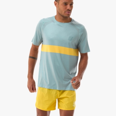 Compressport Performance SS Tshirt M - Ether/Lemon เสื้อวิ่งแขนสั้นผู้ชาย