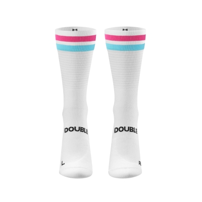 Personalbest Performance Sock Double Slash Pink Blue ถุงเท้าสำหรับวิ่ง