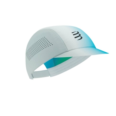 Compressport Pro Racing Cap Star - White/BlueGreen หมวกวิ่งสายแข่งปีกพับได้