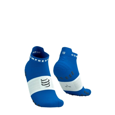 Compressport Pro Racing Socks V4.0 Run Low - Princess - Blue/White ถุงเท้าวิ่งข้อสั้น