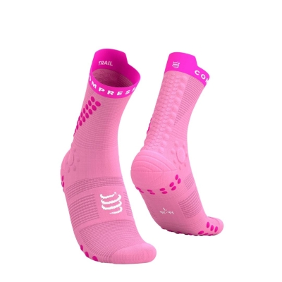 Compressport Pro Racing Socks V4.0 Trail - Begonia/Neon Pink ถุงเท้าวิ่งเทรล
