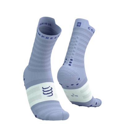 Compressport Pro Racing Socks V4.0 Ultralight Run High - Lavender/White ถุงเท้าวิ่งข้อสูง