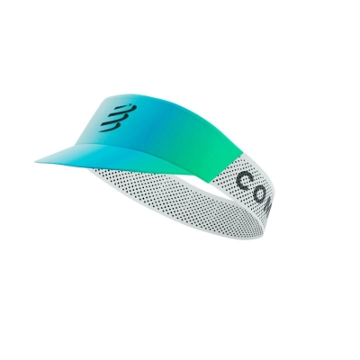 Compressport Pro Racing Visor Star - White/Blue-Green หมวกวิ่ง