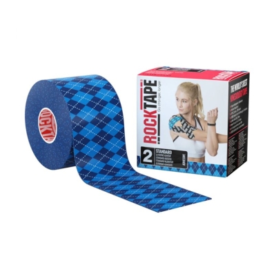 RockTape Roll Standard Adhesive Blue Argyle เทปกายภาพบำบัดสำหรับลดอาการบาดเจ็บ