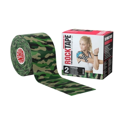 RockTape Roll Standard Adhesive Camo Green เทปกายภาพบำบัดสำหรับลดอาการบาดเจ็บ