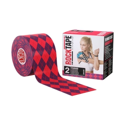 RockTape Roll Standard Adhesive Pink Argyle เทปกายภาพบำบัดสำหรับลดอาการบาดเจ็บ