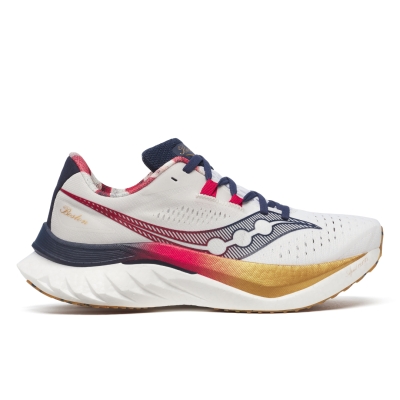 Saucony Women's Endorphin Speed 4 White/Navy รองเท้าวิ่งถนน