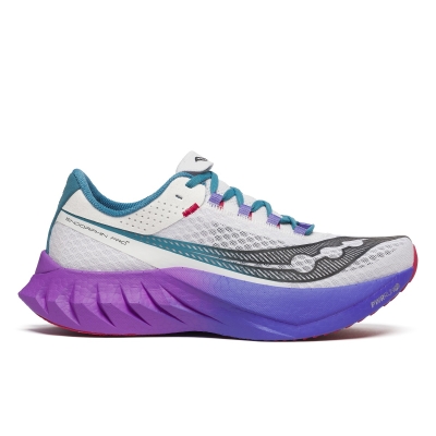 Saucony Men's Endorphin Pro 4 White/Shadow รองเท้าวิ่งสำหรับแข่งขัน