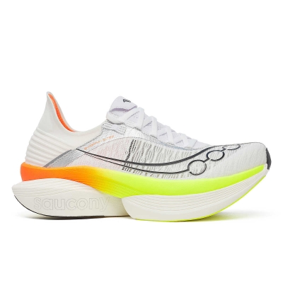 Saucony Unisex Endorphin Elite 2 White/Vo2 รองเท้าวิ่งเพลทคาร์บอน