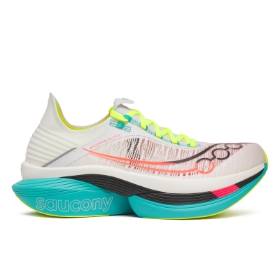 Saucony Unisex Endorphin Elite 2 White/Mutant รองเท้าวิ่งเพลทคาร์บอน