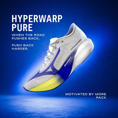 Mizuno Unisex Hyperwarp Pure White / Lightning Yellow / Dazzling Blue รองเท้าวิ่ง