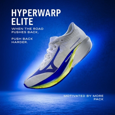 Mizuno Unisex Hyperwarp Elite White / Lightning Yellow / Dazzling Blue รองเท้าวิ่ง