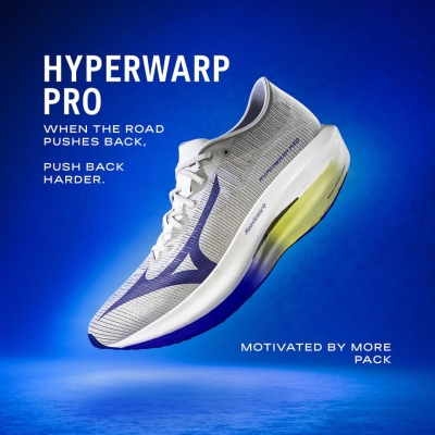 Mizuno Unisex Hyperwarp Pro White / Lightning Yellow / Dazzling Blue รองเท้าวิ่ง
