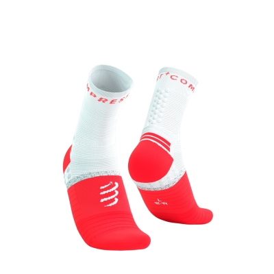 Compressport Pro Marathon Socks v2.0 Fluo Red/White ถุงเท้าวิ่ง