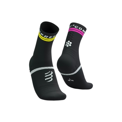 Compressport Pro Marathon Socks v2.0 Black/Safe Yellow/Neo Pink