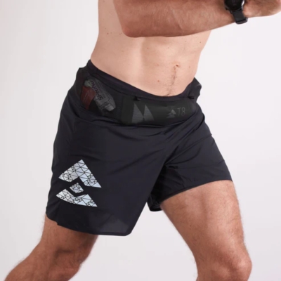 T8 Men's Sherpa Shorts Black (silver logo) กางเกงวิ่งสำหรับผู้ชาย