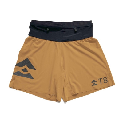 T8 Men's Sherpa Shorts Gold กางเกงวิ่งสำหรับผู้ชาย