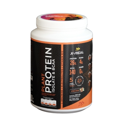 X-Real Cocoa Plant Protein Isolate & BCAA 910g โปรตีนพืชรสโกโก้แบบกระปุก