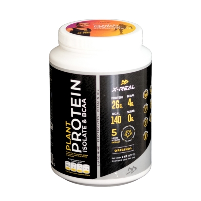 X-Real Original Plant Protein Isolate & BCAA 910g โปรตีนพืชรสโกโก้แบบกระปุก