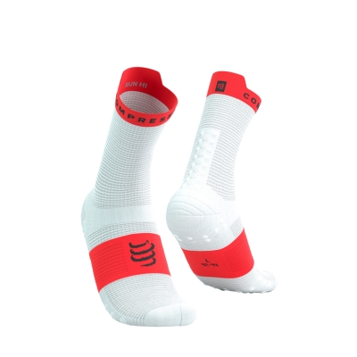 Compressport Pro Racing Socks v4.0 Run High White/Fluo Red ถุงเท้าวิ่ง