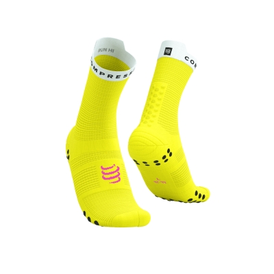 Compressport Pro Racing Socks v4.0 Run High Safe Yellow/White