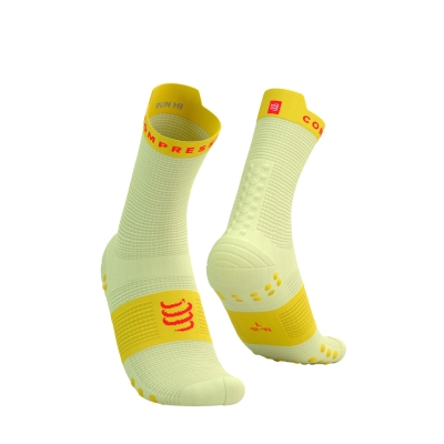 Compressport Pro Racing Socks v4.0 Run High Elf Yellow/Fluo Red ถุงเท้าวิ่ง
