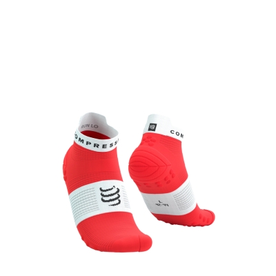 Compressport Pro Racing Socks v4.0 Run Low Fluo Red/White ถุงเท้าวิ่ง