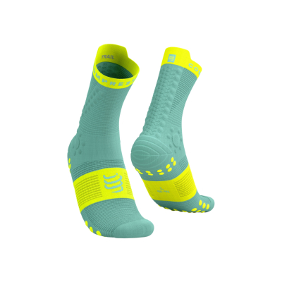 Compressport Pro Racing Socks v4.0 Trail Shell Blue/Safe Yellow