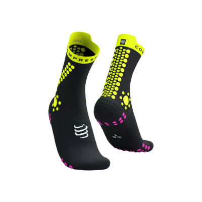 Compressport Pro Racing Socks v4.0 Trail Black/Safe Yellow/Neo Pink