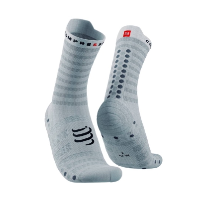 Compressport Pro Racing Socks v4.0 Ultralight Run High White/Alloy ถุงเท้าวิ่งน้ำหนักเบา