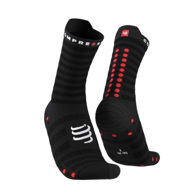 Compressport Pro Racing Socks v4.0 Ultralight Run High Black/Red ถุงเท้าวิ่งน้ำหนักเบา