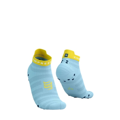 Compressport Pro Racing Socks v4.0 Ultralight Run Low Cashmere Blue/Maize ถุงเท้าวิ่งน้ำหนักเบา