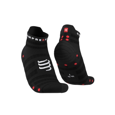 Compressport Pro Racing Socks v4.0 Ultralight Run Low Black/Red ถุงเท้าวิ่งน้ำหนักเบา