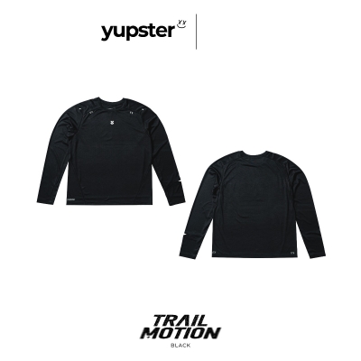 Yupster Running Long Sleeves T-shirt Trail Motion Collection - Men - Black เสื้อวิ่งแขนยาว