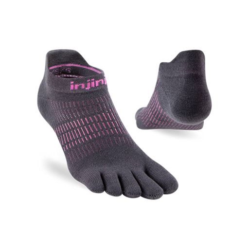 Injinji Women's Run Lightweight No-Show 2025 Charcoal ถุงเท้าวิ่งแบบแยกนิ้วสำหรับผู้หญิง