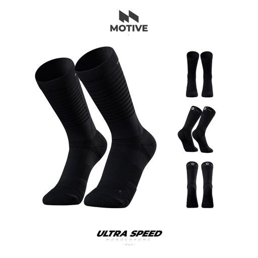 Motive Sock Ultra Speed Monochrome - Black ถุงเท้าวิ่งบางเบาพิเศษ