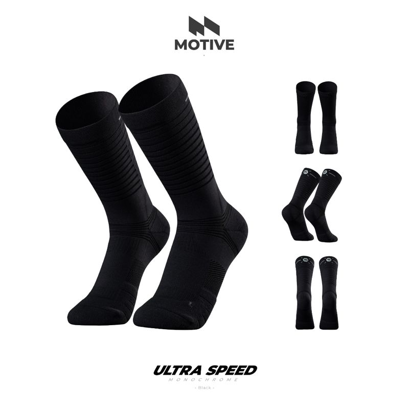 Motive Sock Ultra Speed Monochrome - Black ถุงเท้าวิ่งบางเบาพิเศษ