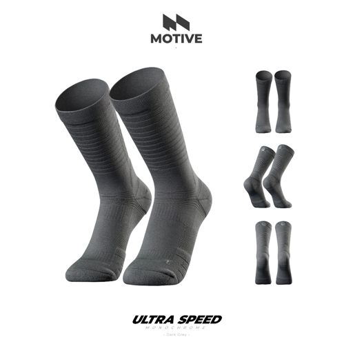 Motive Sock Ultra Speed Monochrome - Dark grey ถุงเท้าวิ่งบางเบาพิเศษ