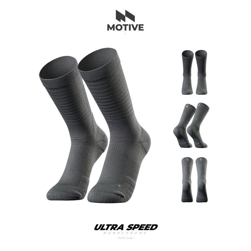 Motive Sock Ultra Speed Monochrome - Dark grey ถุงเท้าวิ่งบางเบาพิเศษ