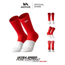 Motive Sock Ultra Speed Pure Contrast Color - Crew / Red Zone (ถุงเท้าวิ่ง)