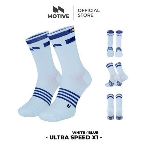 Motive Sock Ultra Speed X1 Crew White/Blue ถุงเท้า