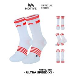 Motive Sock Ultra Speed X1 Crew White/Red ถุงเท้า