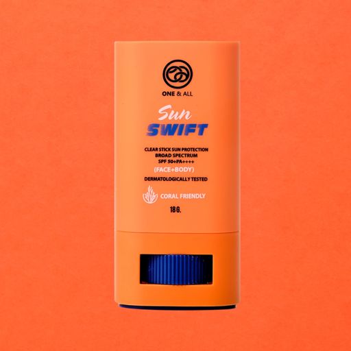 One & All Sun Swift 18g. | กันแดดทาทับเมคอัพได้ ไม่ต้องใช้มือ ไม่ทิ้งคราบขาว