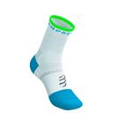 Compressport Pro Marathon Socks V2.0 - White/Norse Blue/Neon Green ถุงเท้าวิ่งมาราธอน 1